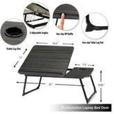Huitich portable reading table for students with adjustable angles stable cup slot and non slip pads